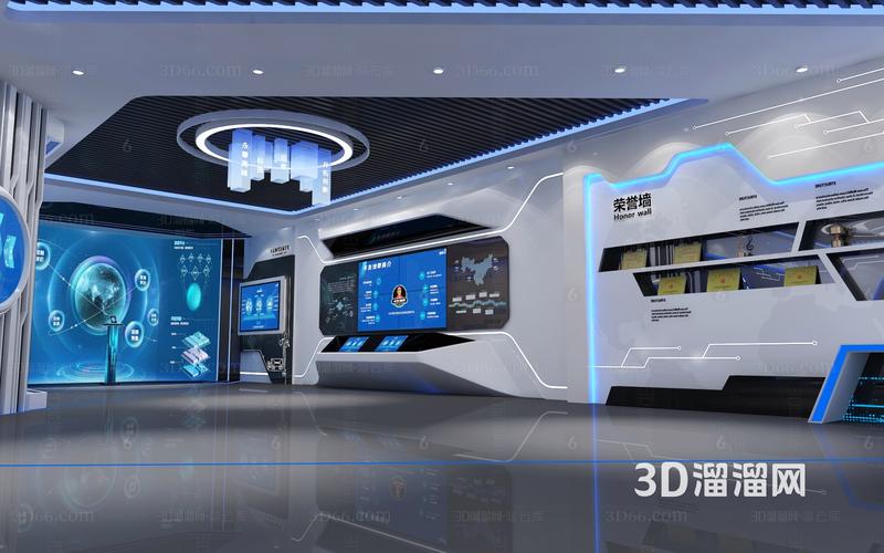 现代智慧科技展厅 产品展示台 led拼接屏 互动触摸屏 触摸一体机 荣誉